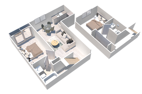 Floor plan for 2 beds, 2 baths, 816 sqft